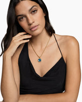 Albion® Pendant in 18K Yellow Gold with Hampton Blue Topaz and Diamonds, 15mm